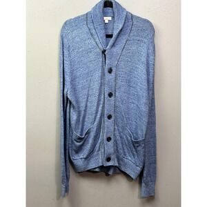 Gap Cardigan Sweater Mens Large Blue Knit‎ Collared Button Front Pockets Casual